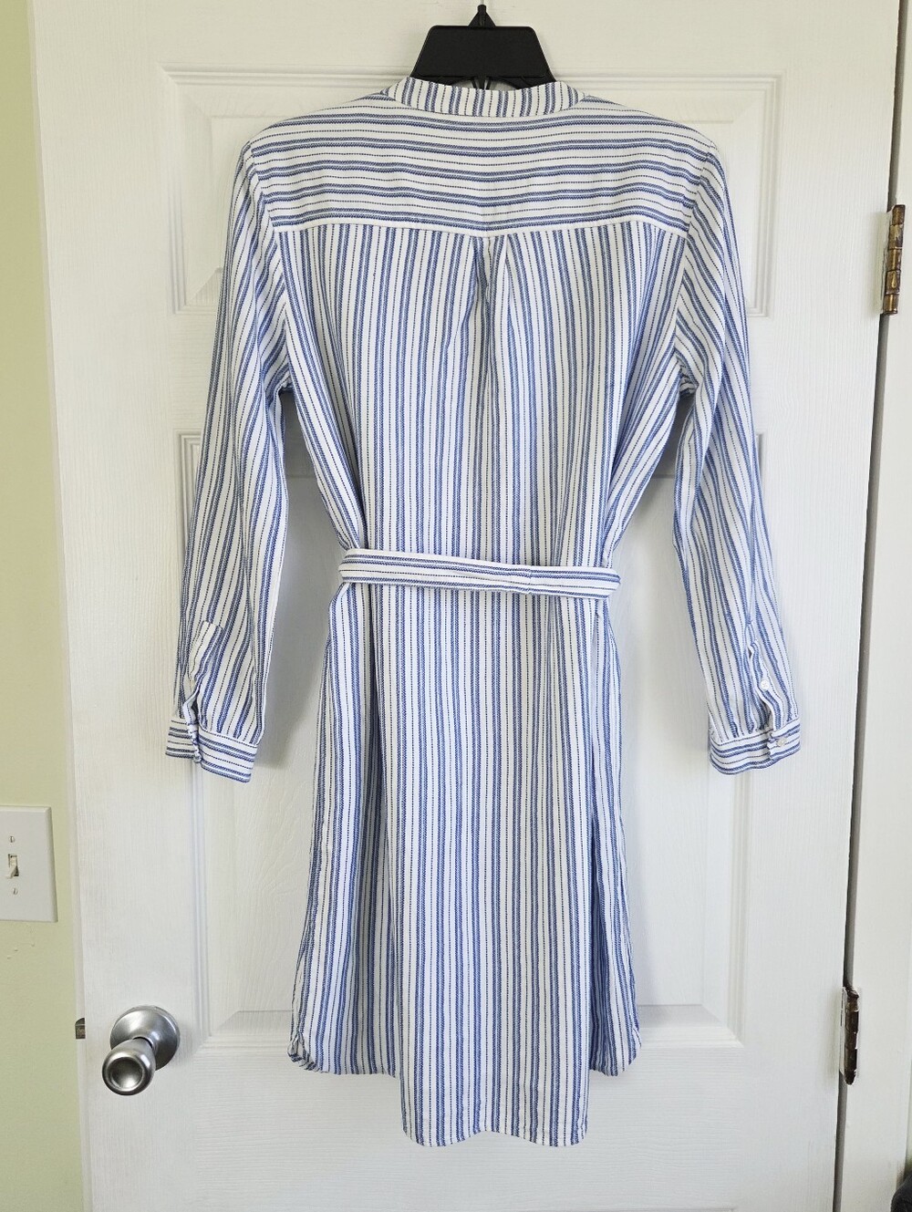 J. Crew Striped Cotton Women's Shirt Dress with Tie Belt - Blue & White Size M - Picture 8 of 9